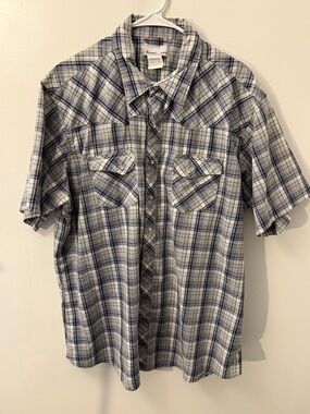 Wrangler Western Shirt 2XT Tall Plaid Snap Button Cowboy Big & Tall